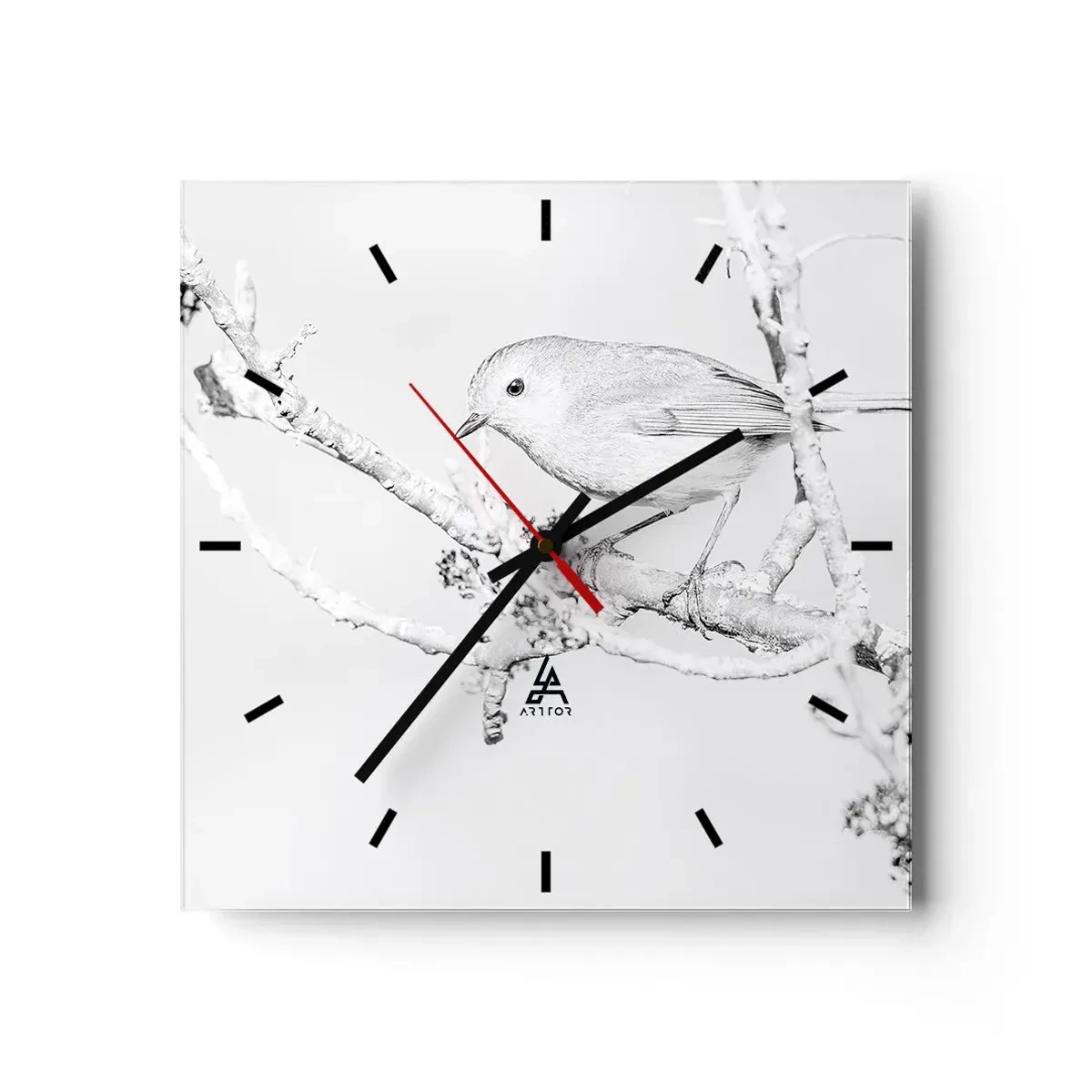 Reloj de pared - Reloj de vidrio - Mañana de invierno - 40x40 cm