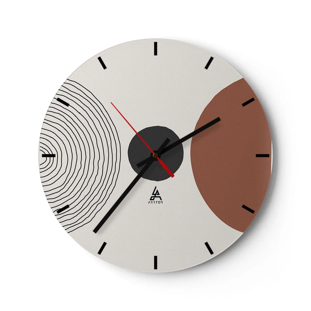 Reloj de pared - Reloj de vidrio - Líneas concéntricas y círculos geométricos en contraste - 30x30cm - En el centro de la atención - Decoración de pared moderna para salón, cocina y dormitorio ARTTOR