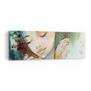 Cuadro sobre lienzo - Impresión de Imagen - Dama de azul - 90x30 cm