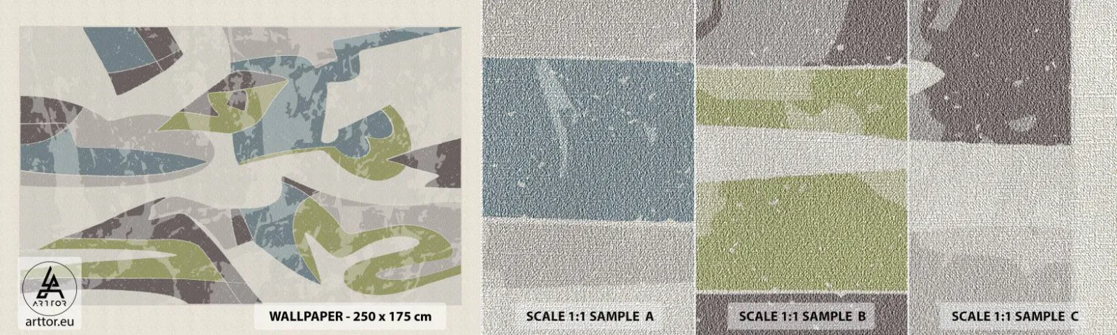 Muestra de fotomural Premium Canvas - Composición tras vidriera - formas, Abstracción, Pastel - 100x30 cm