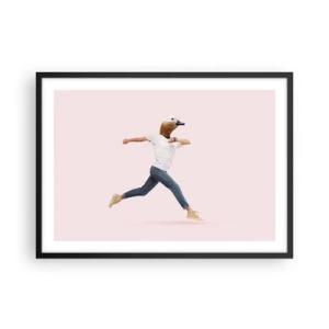 Póster en marco negro - Una figura surrealista con cabeza de pato en movimiento. - 70x50cm - Una pizca de absurdez - Decoración de pared moderna para salón y dormitorio ARTTOR