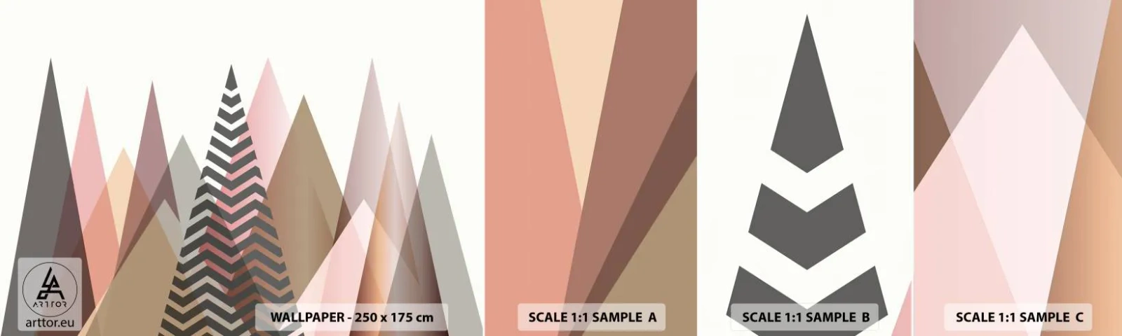 Muestra de fotomural autoadhesivo Deluxe Sticker - Una visión piramidal - Abstracción, Pedazo, triangulos - 100x30 cm