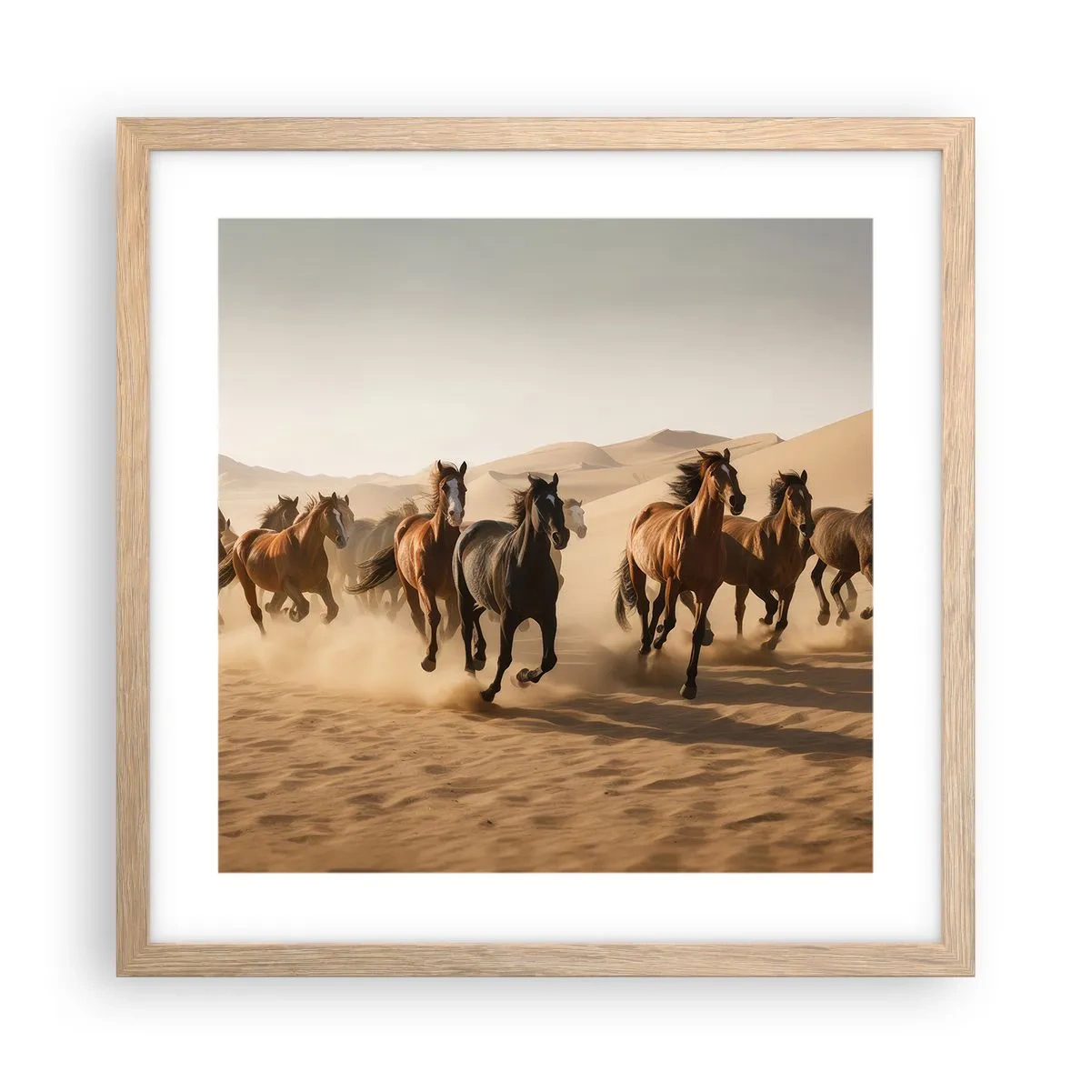 Póster en marco roble claro - Libre como el viento - 40x40 cm