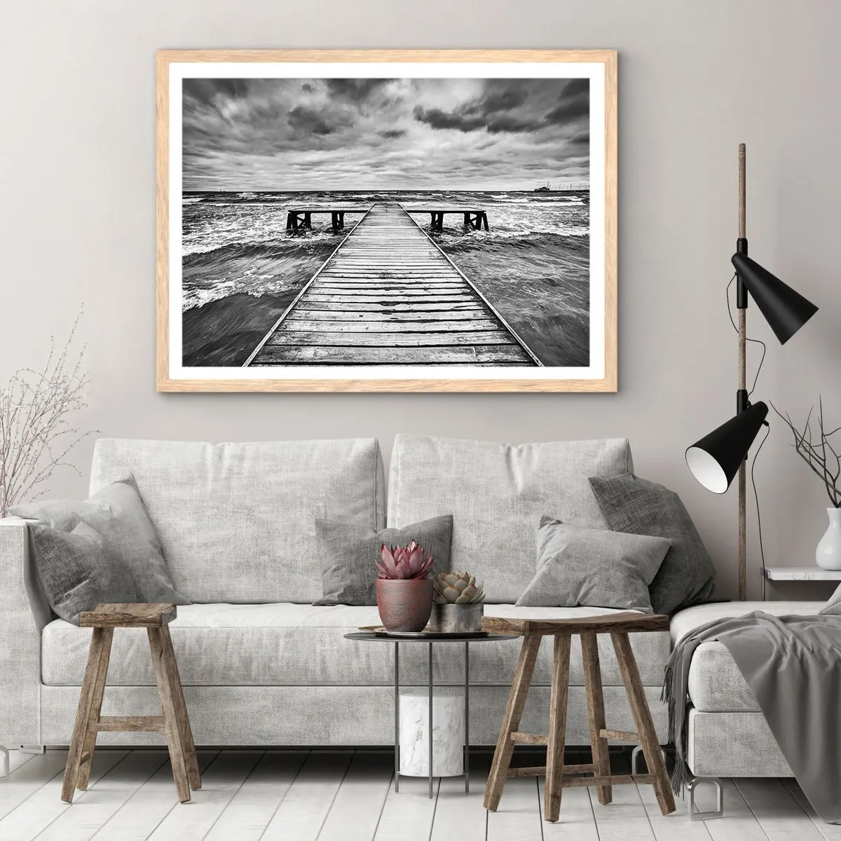 Póster en marco roble claro - Estoy esperando que sople el viento... - 40x30 cm