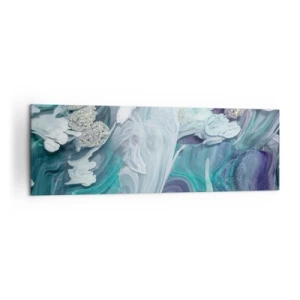 Cuadro sobre lienzo - Impresión de Imagen - Remolinos abstractos en tonos azules y blancos - 160x50cm - Corrientes de azul - Decoración de pared moderna para salón y dormitorio ARTTOR