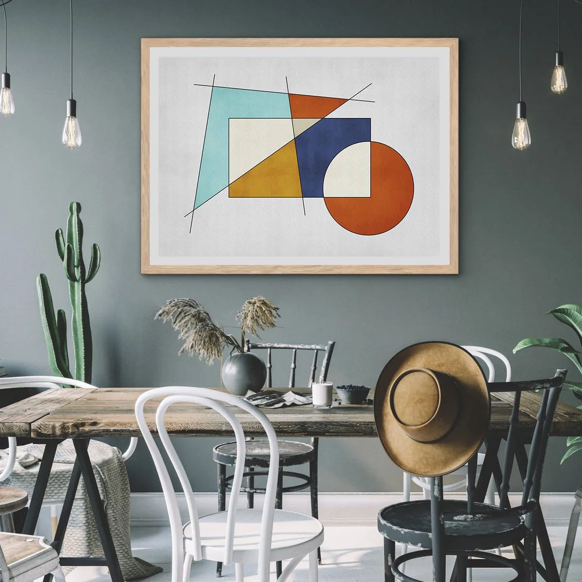 Póster en marco roble claro - Abstracción: diversión modernista - 100x70 cm