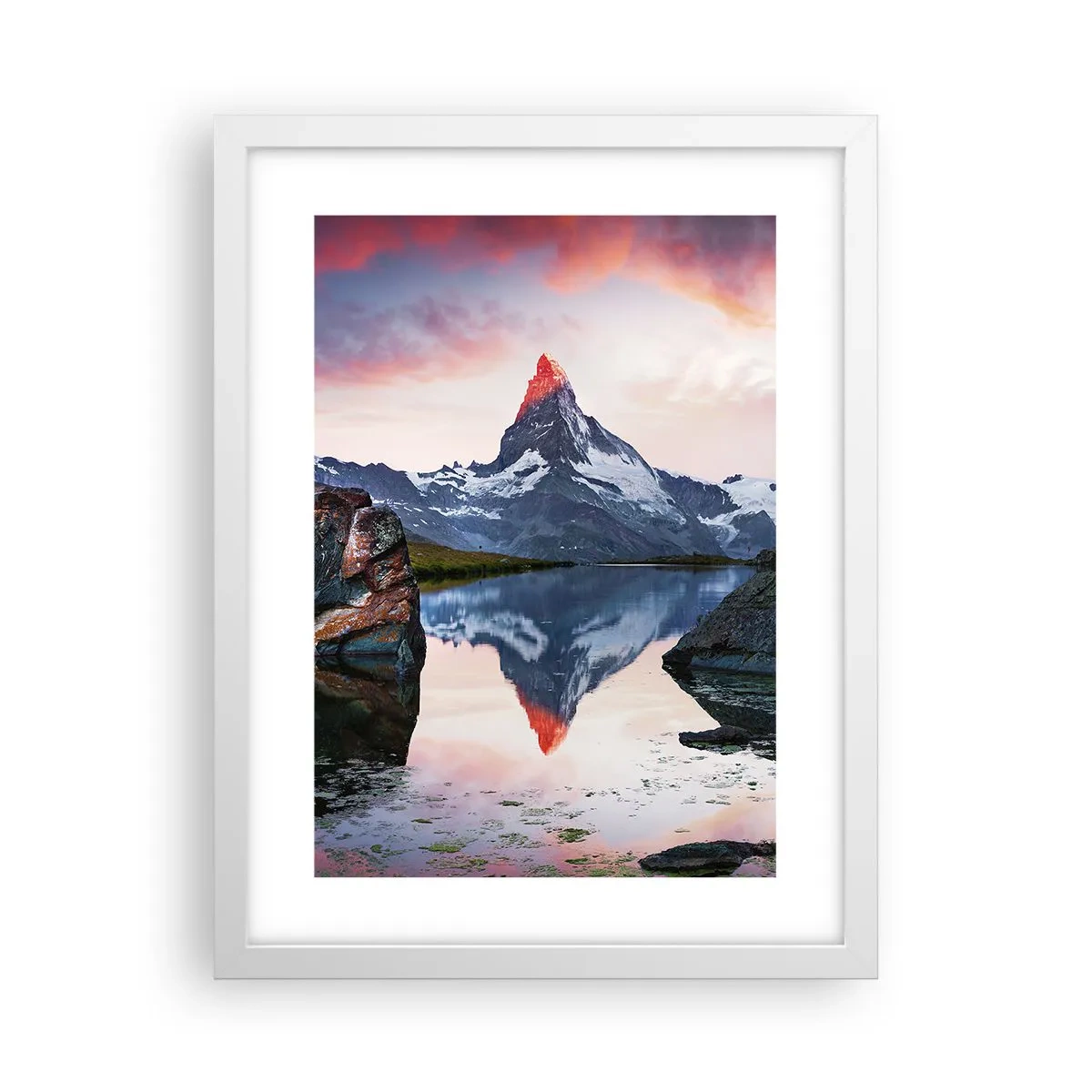 Póster en marco blanco - El corazón de las montañas arde - 30x40 cm