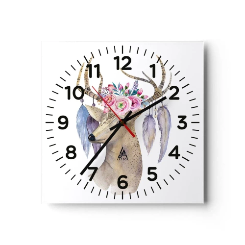 Reloj de pared - Reloj de vidrio - Guía del alma - gentil, inocente - 30x30 cm