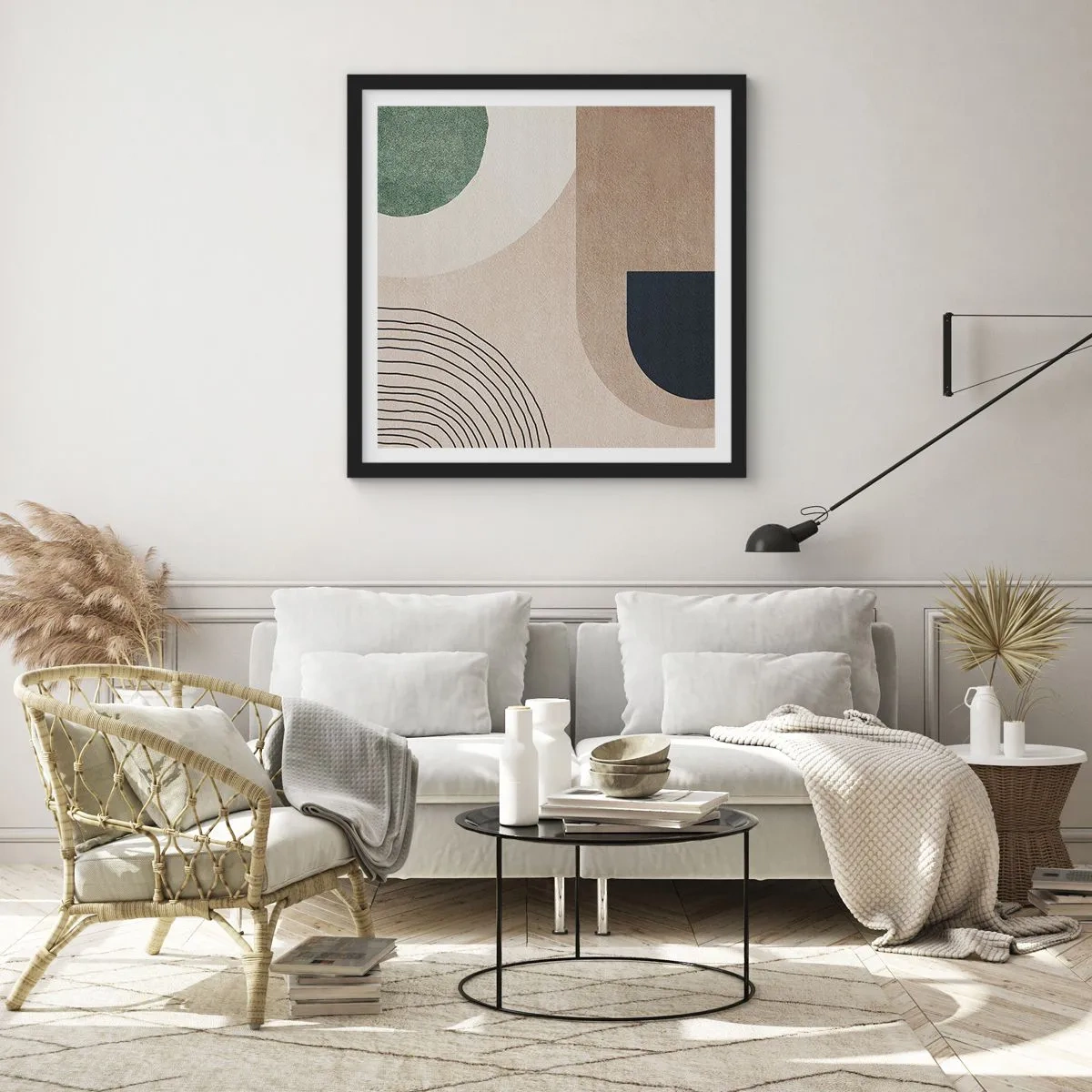 Póster en marco negro - La delicadeza de un óvalo - 30x30 cm