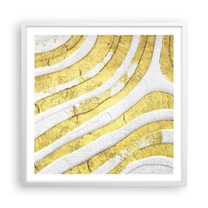 Póster en marco blanco - Una composición en blanco y oro - 60x60 cm