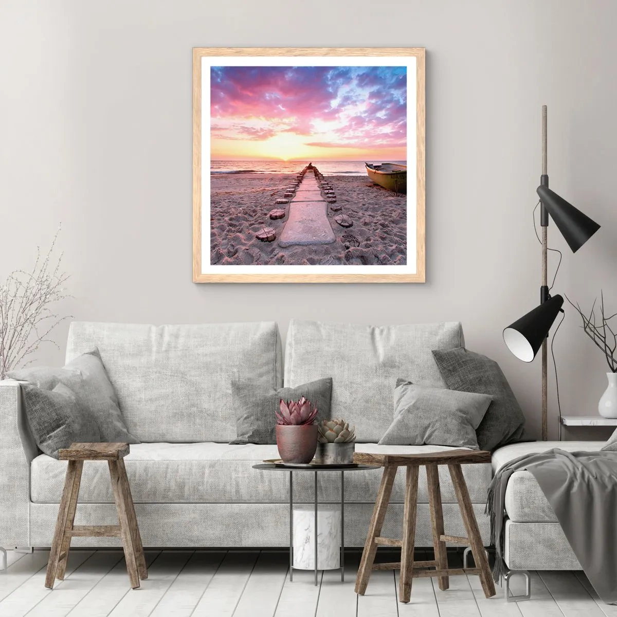 Póster en marco roble claro - Un momento de profunda experiencia - 40x40 cm