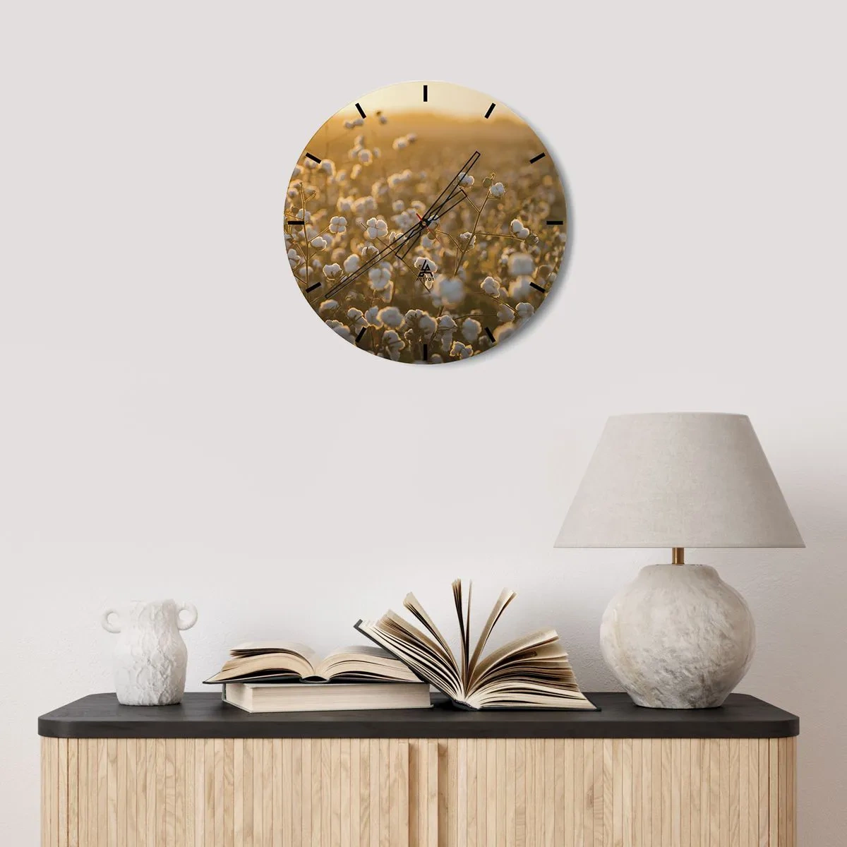 Reloj de pared - Reloj de vidrio - Un campo esponjoso - 40x40 cm