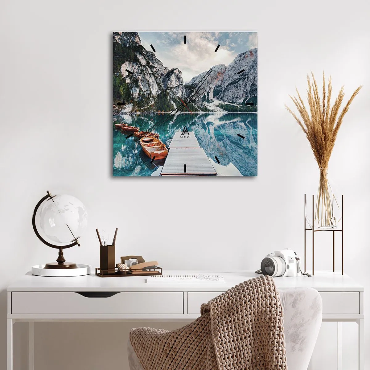 Reloj de pared - Reloj de vidrio - Te mostraremos la fuente de la belleza - 40x40 cm