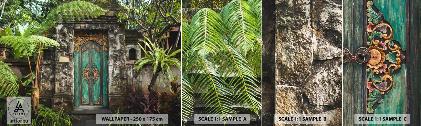 Muestra De Fotomural Standard Eco - Una puerta a un mundo exótico - Puerta con adorno, Arquitectura, Misterio - 100x30 cm