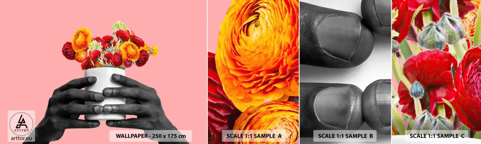 Muestra De Fotomural Standard Eco - La apoteosis de la vida - Abstracción, Pedazo, flores - 100x30 cm