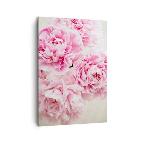 Cuadro sobre lienzo - Impresión de Imagen - Un ramo de peonías rosas sobre un fondo claro. - 50x70cm - En el esplendor del rosa - Decoración de pared moderna para salón y dormitorio ARTTOR