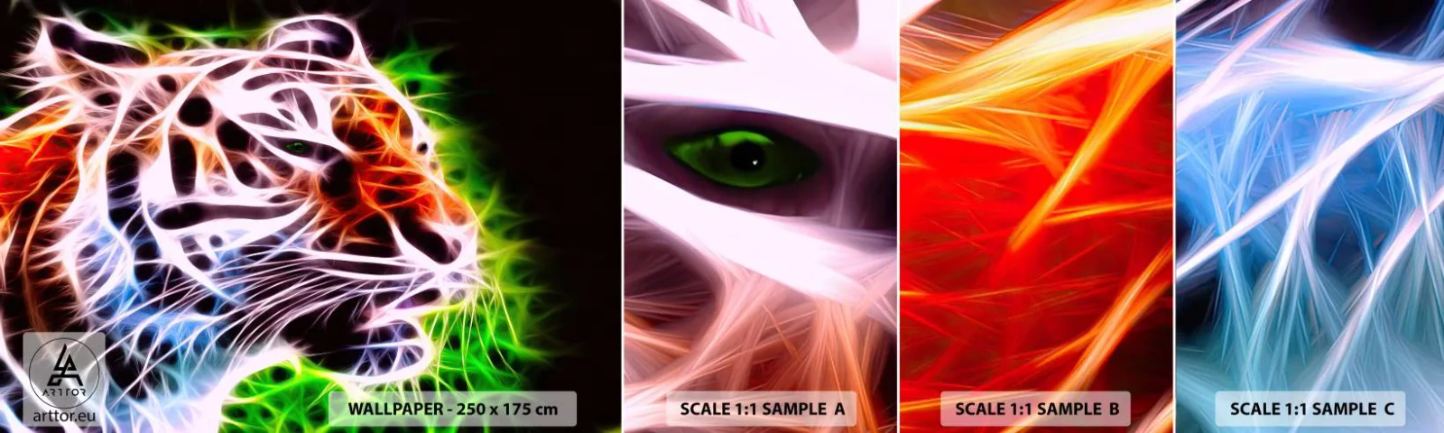 Muestra de fotomural autoadhesivo Deluxe Sticker - Un aura amenazante - Abstracción, animales, Depredador - 100x30 cm