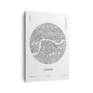 Cuadro sobre lienzo - Impresión de Imagen - Un mapa minimalista de Londres en blanco y negro con detalles precisos. - 70x100cm - Anatomía de Londres - Decoración de pared moderna para salón y dormitorio ARTTOR