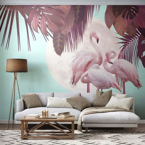 Fotomural Premium Sand - La grandeza de las aves - flamencos, Aves, Naturaleza - 200x140 cm