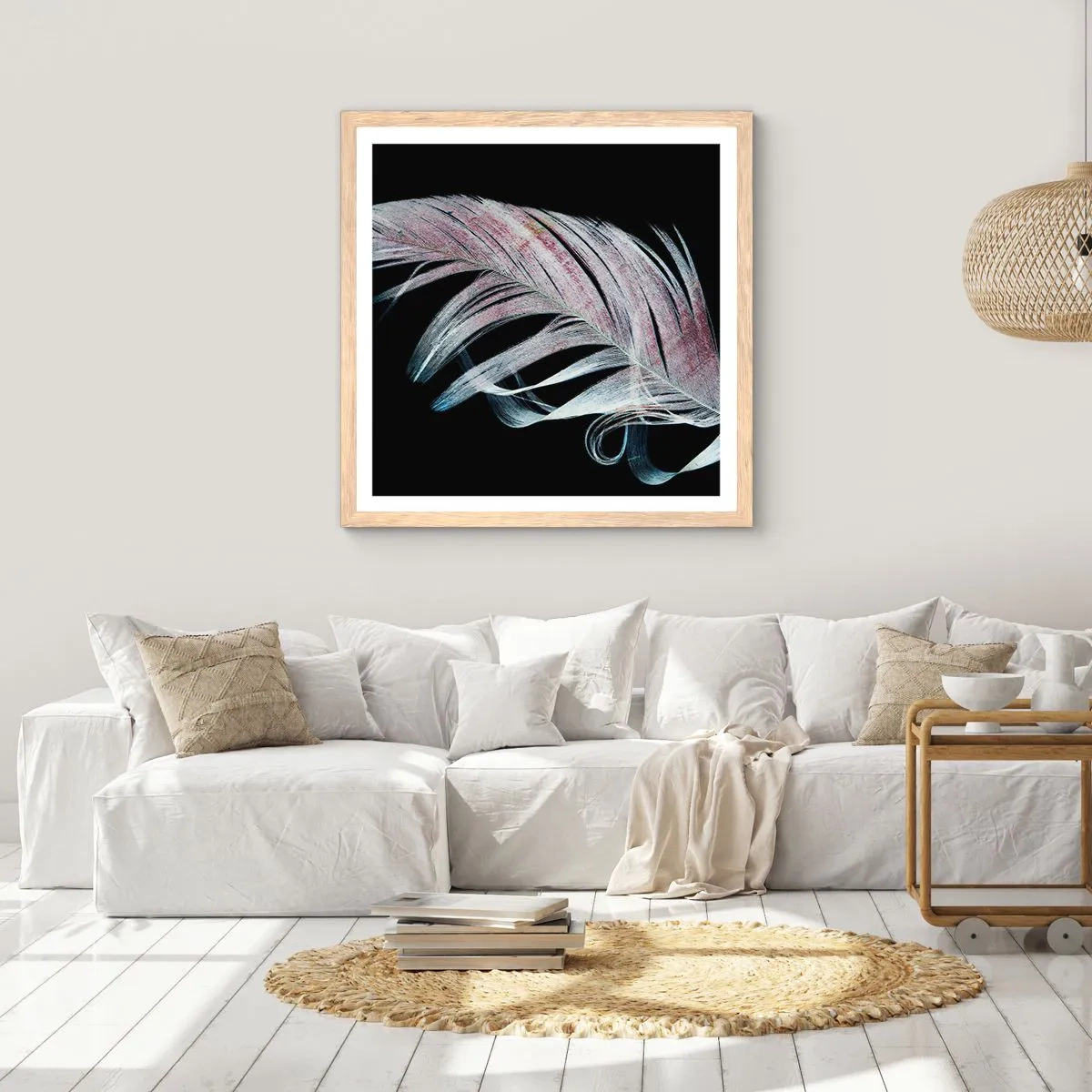 Póster en marco roble claro - Piensa en el tacto - 50x50 cm