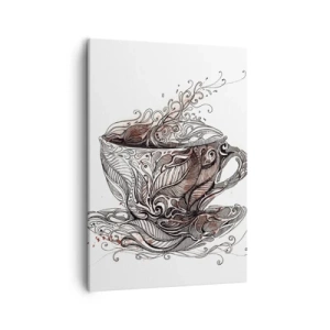 Cuadro sobre lienzo - Impresión de Imagen - Taza de café decorativa con patrón artístico. - 50x70cm - Té para todo - Decoración de pared moderna para salón y dormitorio ARTTOR