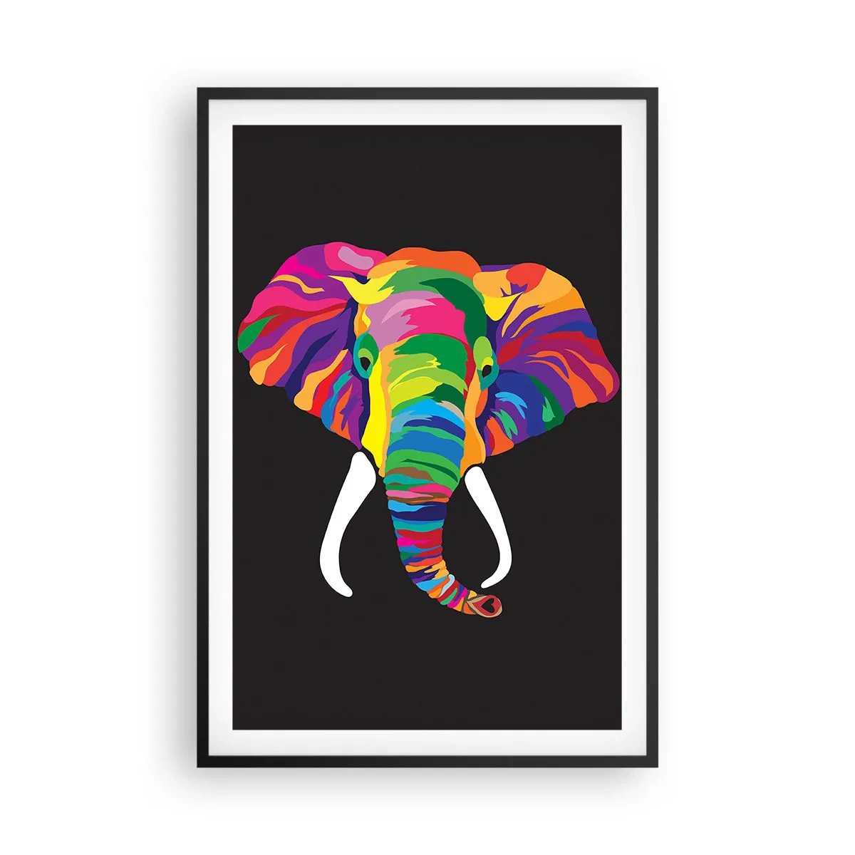 Póster en marco negro - El elefante al que le gustaba bañarse en el arco iris - 61x91 cm