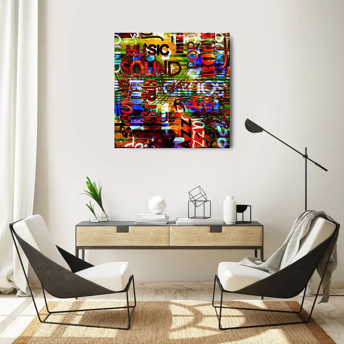 Reloj de pared - Reloj de vidrio - Todos los tonos del sonido - 30x30 cm