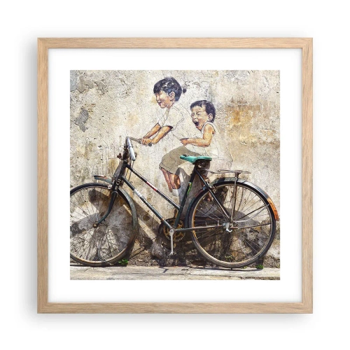 Póster en marco roble claro - ¿Verdadero o falso? - 40x40 cm