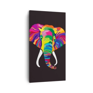 Cuadro sobre lienzo - Impresión de Imagen - El elefante al que le gustaba bañarse en el arco iris - 45x80 cm