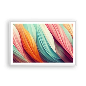 Póster en marco blanco - Tejido arco iris - 91x61 cm