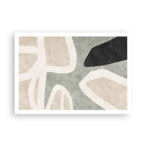 Póster - Formas abstractas en colores tenues - 100x70cm - Composición con un toque negro - Decoración de pared moderna para salón y dormitorio ARTTOR