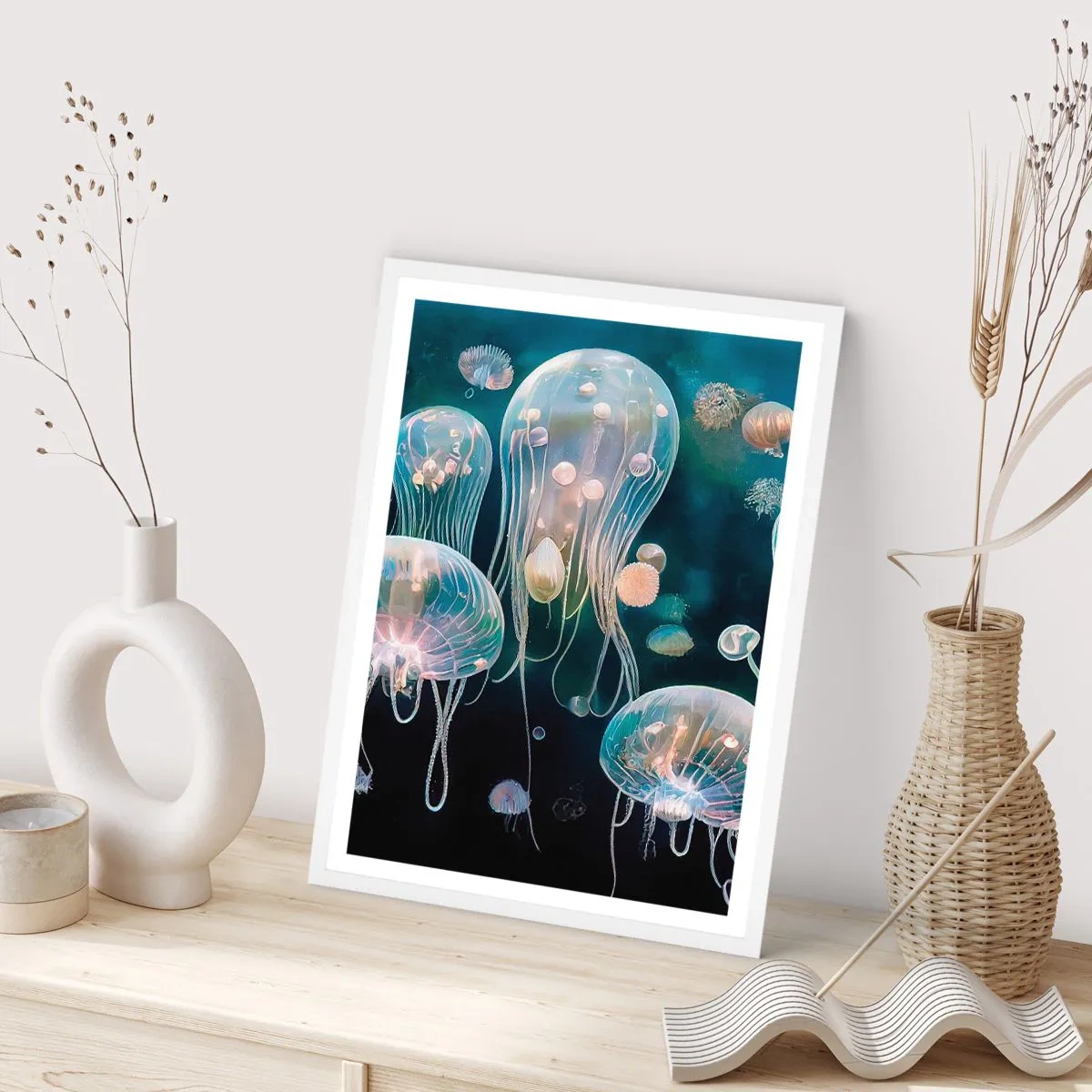 Póster en marco blanco - Globos submarinos - 30x40 cm