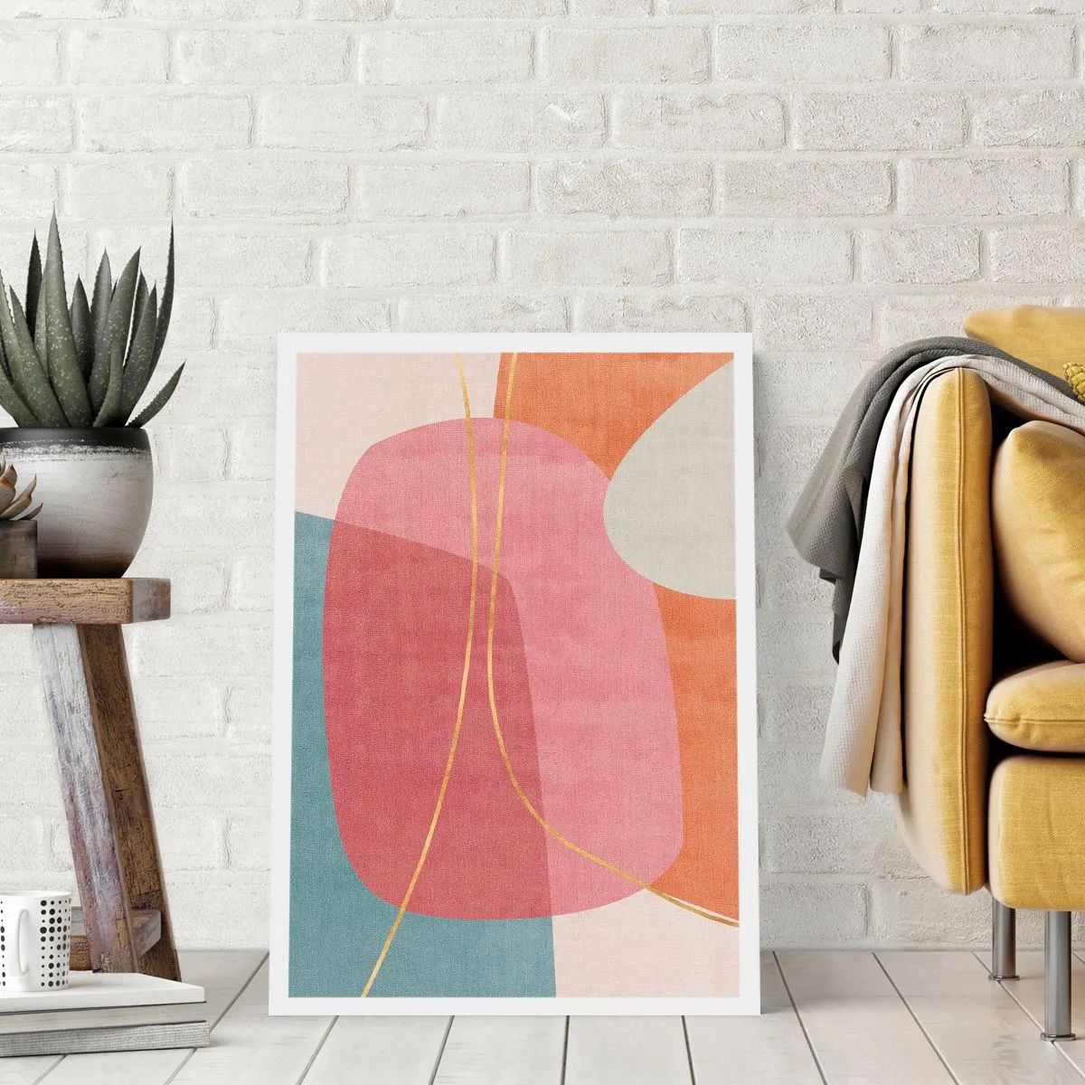 Póster - Composición en pastel con hilos de oro - 70x100 cm