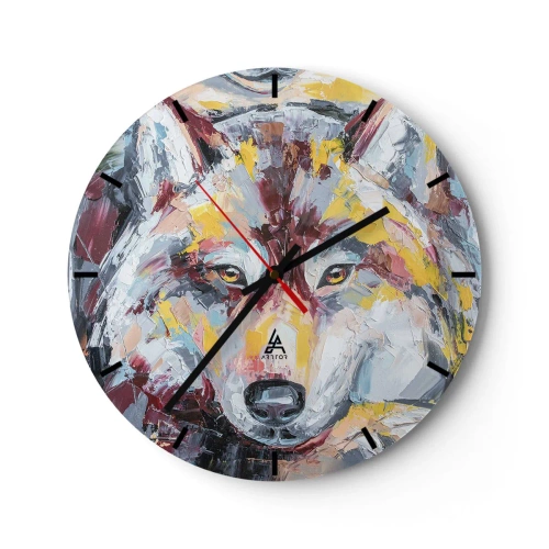 Reloj de pared - Reloj de vidrio - Pinceladas de lobo - 40x40 cm