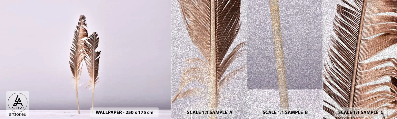 Muestra de fotomural Premium Sand - Contra la nada - Pluma de ave, Pedazo, Gráficos - 100x30 cm