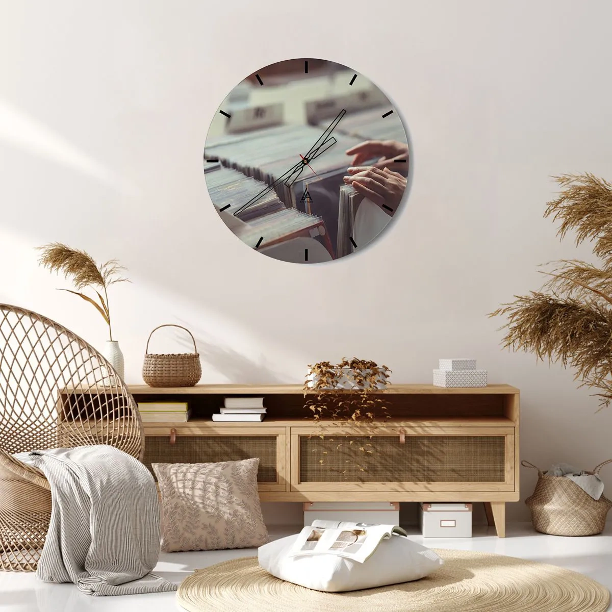 Reloj de pared - Reloj de vidrio - En busca de emociones - 40x40 cm