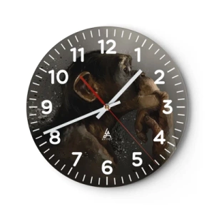 Reloj de pared - Reloj de vidrio - La evolución del pensador - 40x40 cm