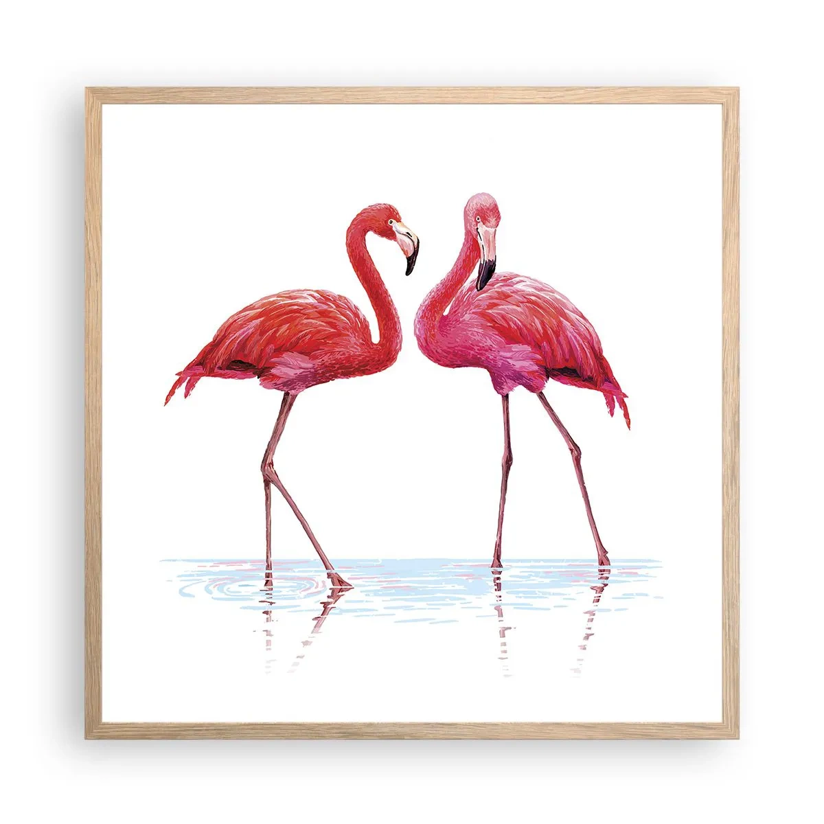 Póster en marco roble claro - Cita rosada - 60x60 cm