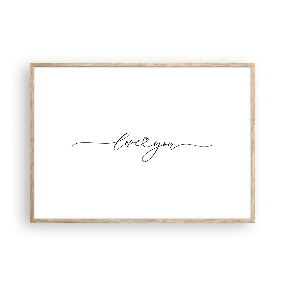 Póster en marco roble claro - Negro sobre blanco - 100x70 cm