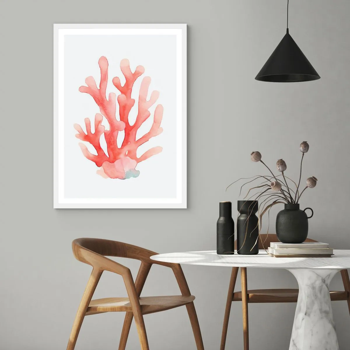 Póster en marco blanco - La hermosura del color coral - 40x50 cm