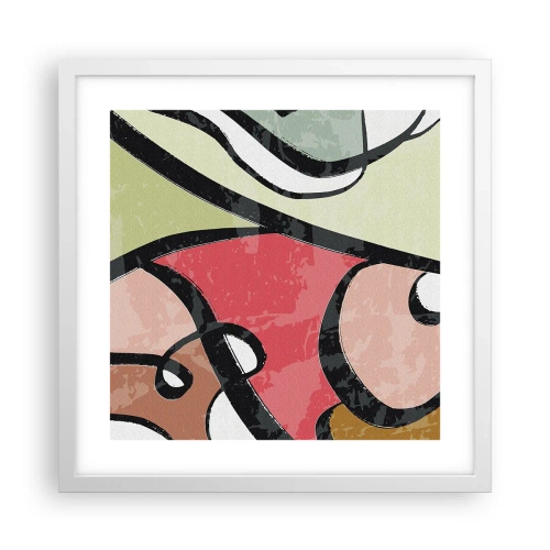 Póster en marco blanco - Piruetas entre colores - 40x40 cm
