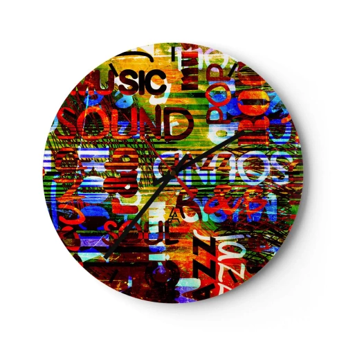 Reloj de pared - Reloj de vidrio - Tema musical colorido con subtítulos. - 30x30cm - Todos los tonos del sonido - Decoración de pared moderna para salón, cocina y dormitorio ARTTOR