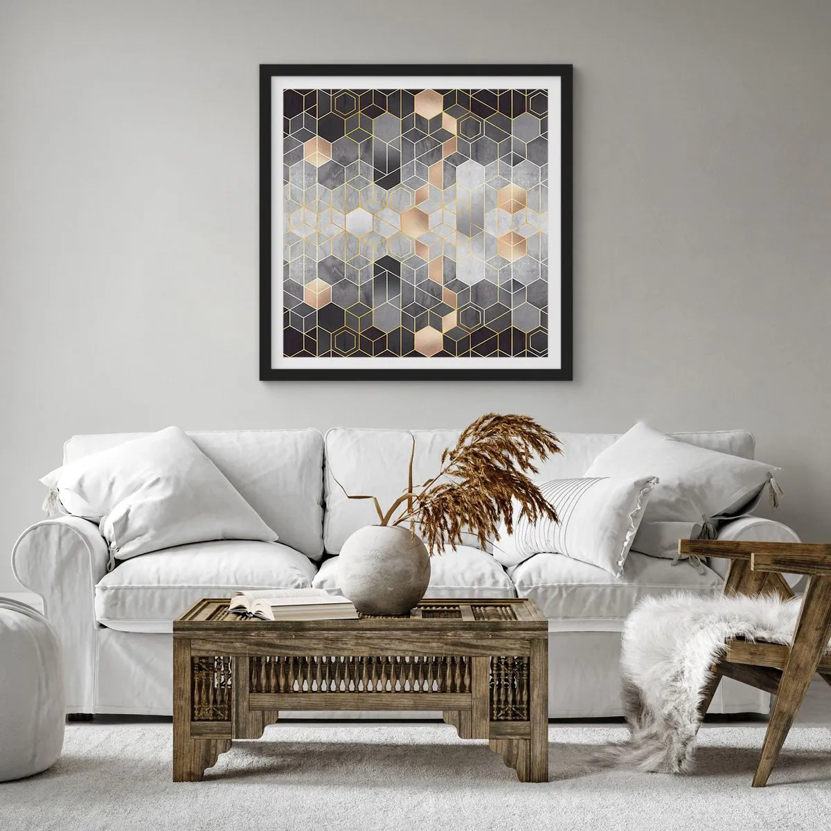 Póster en marco negro - Composición de diamantes - 50x50 cm