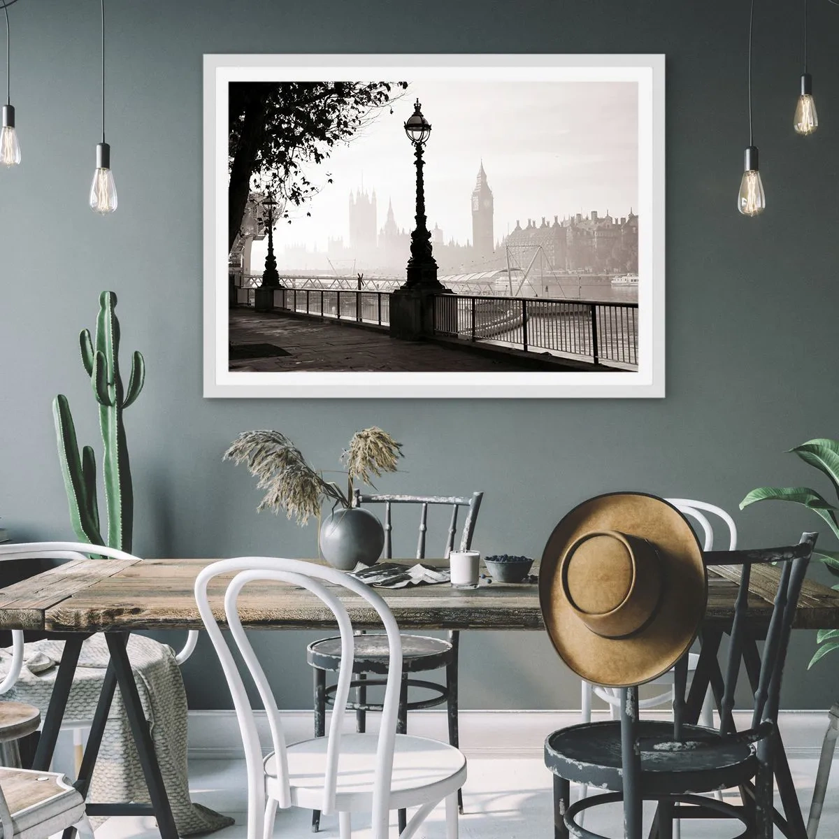 Póster en marco blanco - La mañana de Londres - 40x30 cm