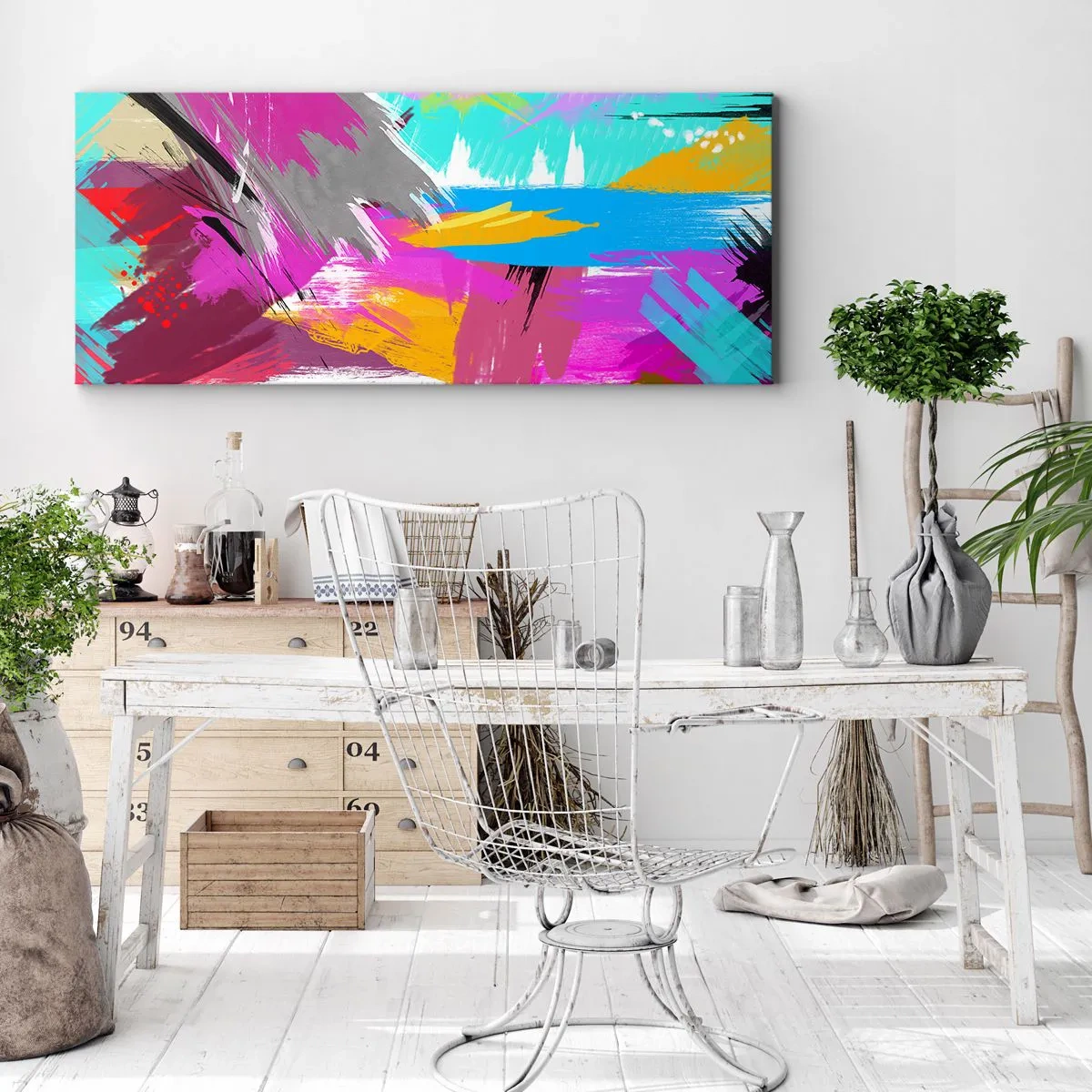 Cuadro sobre lienzo - Impresión de Imagen - Abstracción colorida - 100x40 cm