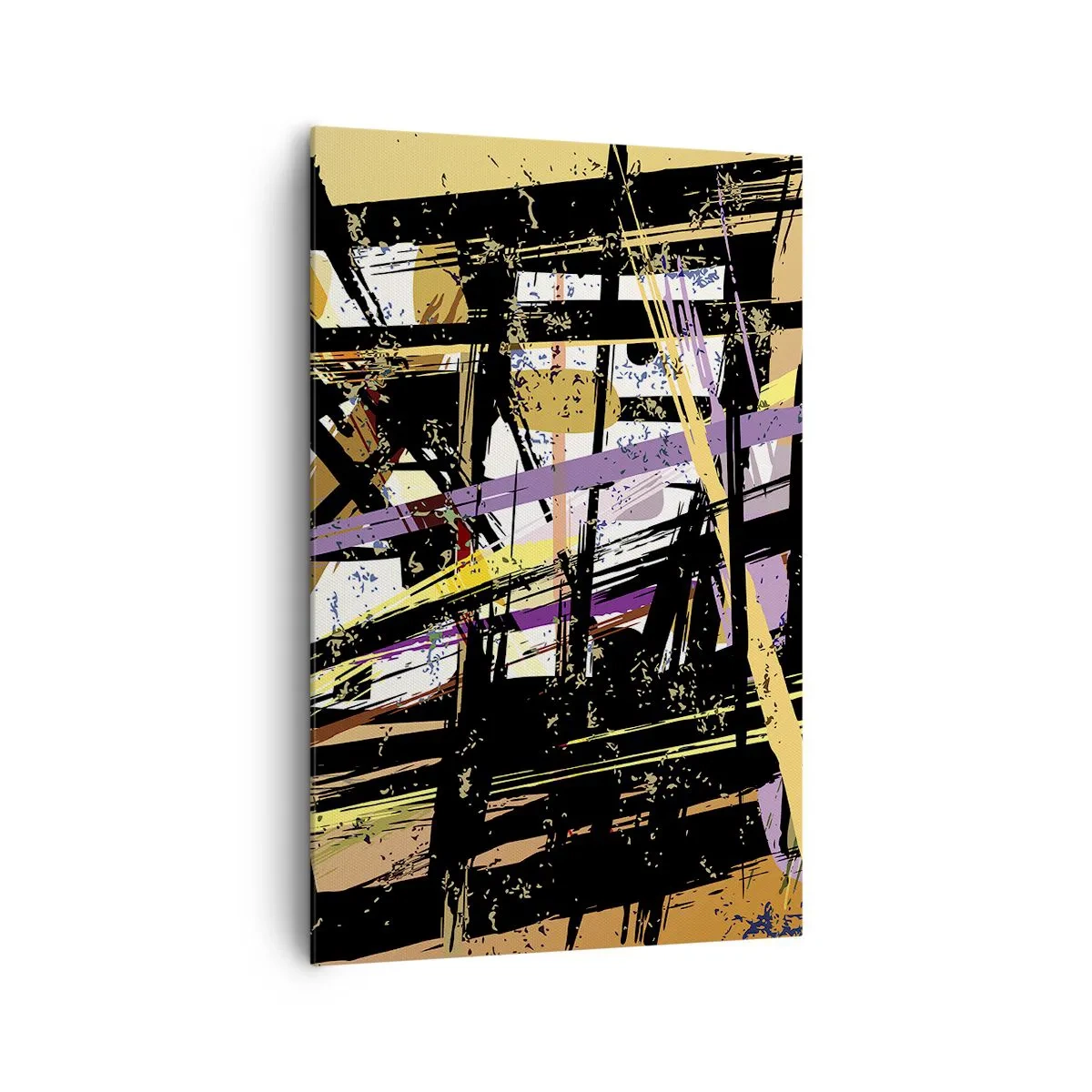 Cuadro sobre lienzo - Impresión de Imagen - Líneas y formas abstractas sobre un fondo beige - 80x120cm - Corte afilado - Decoración de pared moderna para salón y dormitorio ARTTOR