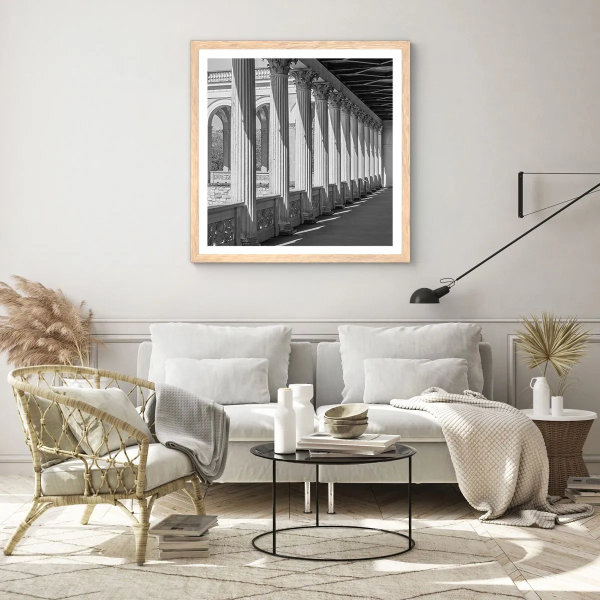 Póster en marco roble claro - Galería soleada - 50x50 cm