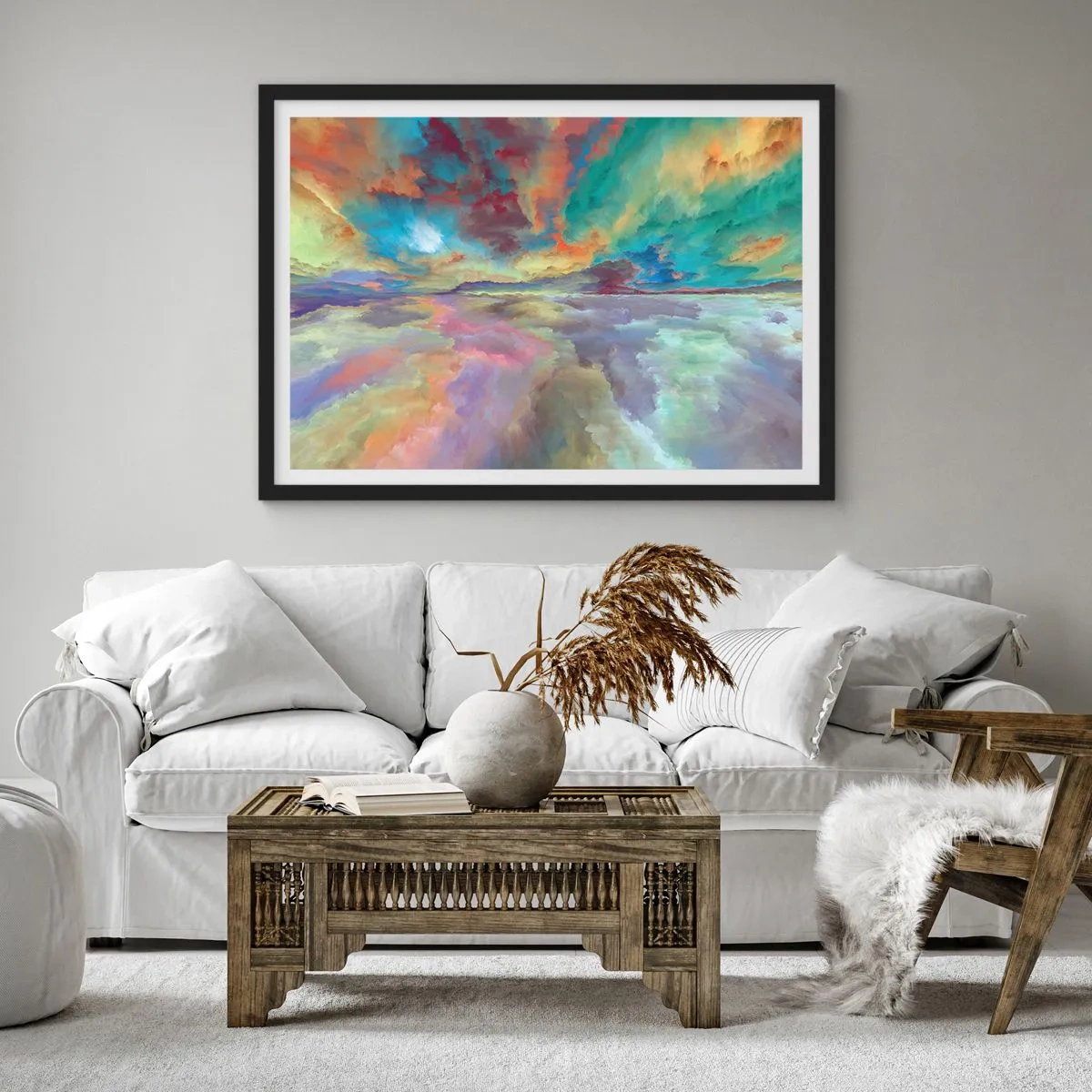 Póster en marco negro - Dos cielos - 91x61 cm