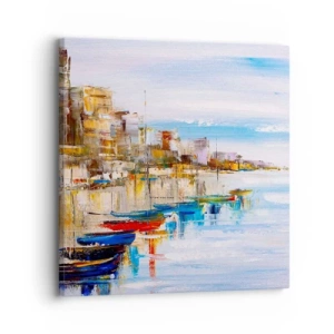 Cuadro sobre lienzo - Impresión de Imagen - Puerto urbano multicolor - 30x30 cm