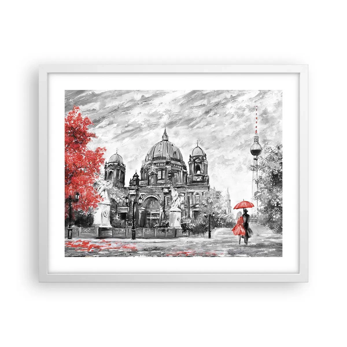 Póster en marco blanco - Reunión en Berlín - 50x40 cm